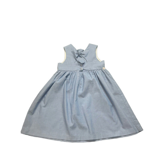 La Princess Blue Dress Girls Size 6X Floral Detail Bow in the Back #284 - Picture 4 of 5